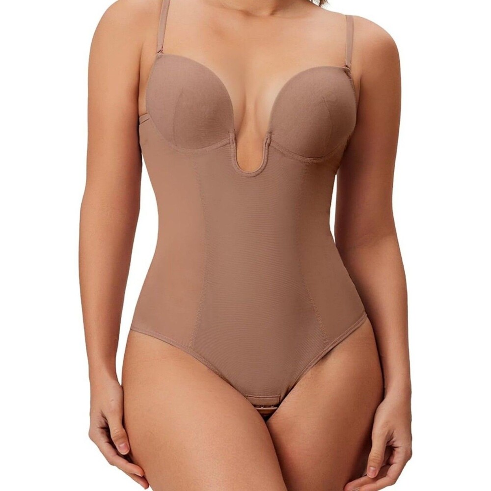 Thong Shapewear Women Tummy Control Low Back U Plunge Backless Body Shaper XXL